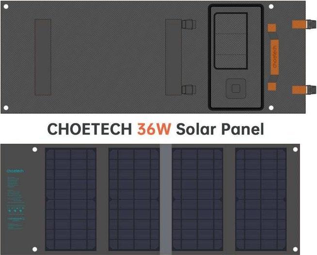 Image du produit Choetech Panneau solaire pliable 36W (40 W, 1.55 kg)