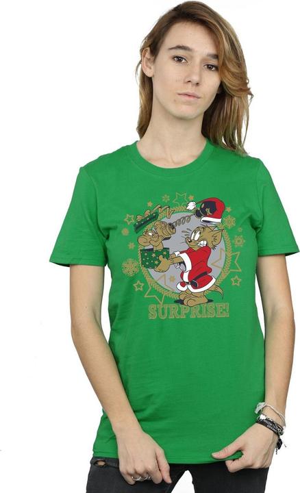Actual product image Tom & Jerry Womens/Ladies Christmas Surprise Cotton Boyfriend T-Shirt (M)