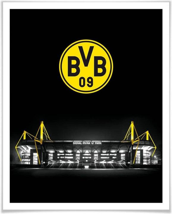 Produktbild Borussia Dortmund BVB Signal Iduna Park bei Nacht Emblem (30 x 40 cm)