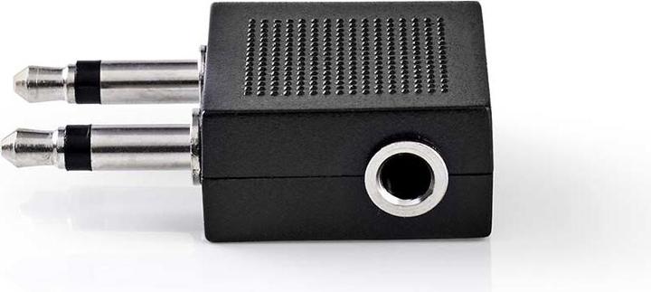 Actual product image Nedis CAGB22970BK Audio adapter for aircraft, 2 x 3.5 mm male, 3.5 mm female, black
