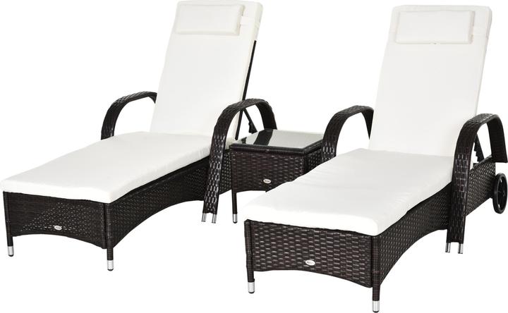 Outsunny Rattan Sonnenliegen mit Tisch (200 cm)