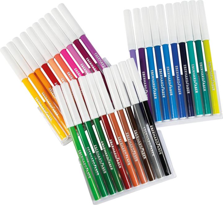 Immagine prodotto EberhardFaber Penne sottili con punta in fibra, scatola di cartone da 30 pezzi (Multicolore, 30 x)