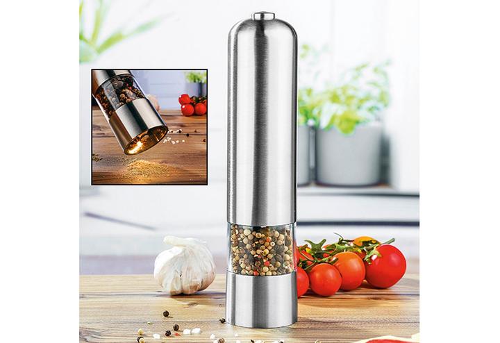 Image du produit Fs-Star Moulin à sel et à poivre électrique en acier inoxydable (Poivre, Sel)