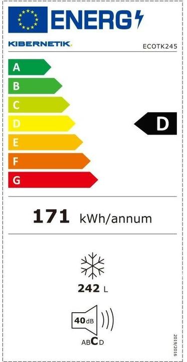 Label énergétique Kibernetik Congélateur ECOTK245 (Autonome, 242 l)