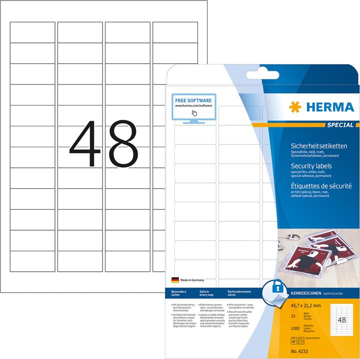 Produktbild HERMA Sicherheitsetiketten A4