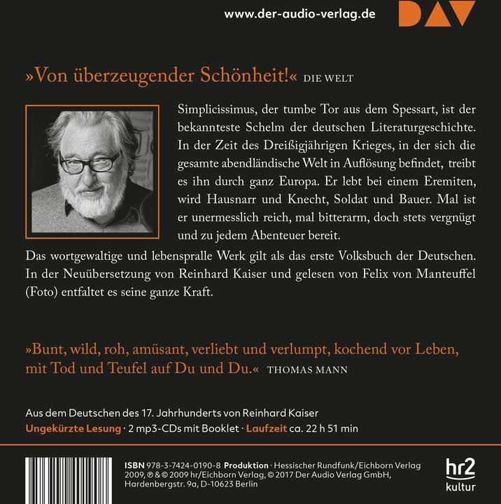 Actual product image The Adventurous Simplicissimus German (Hans Jakob Christoph von Grimmelshausen, German)