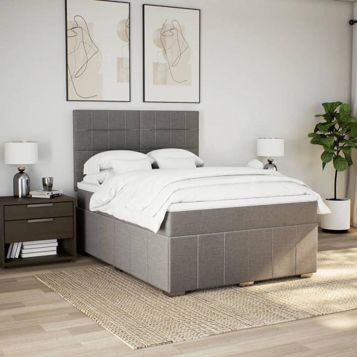 Image du produit VidaXL Lit Boxspring avec matelas Lit double Lit rembourré Taupe 140x200cm (140 x 200, 140 x 200)