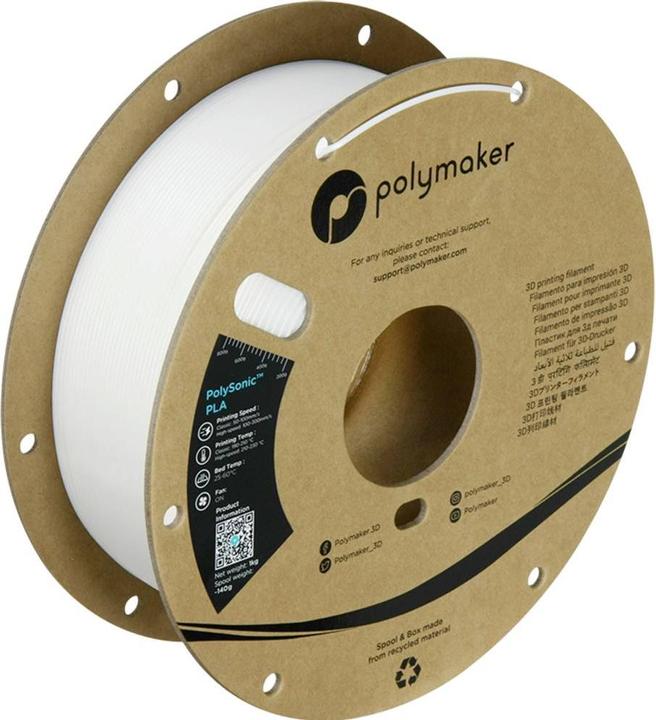 Immagine prodotto Polymaker PLA ad alta velocità PolySonic (PLA, 1.75 mm, 1000 g, Bianco)