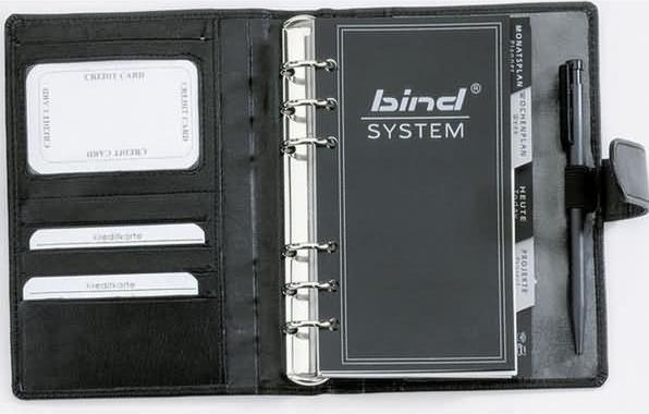 Produktbild Bind T 1 - Systemplaner A6 ohne Kalender, Nappa-Leder, schwarz (A6, Deutsch, Französisch, Englisch)