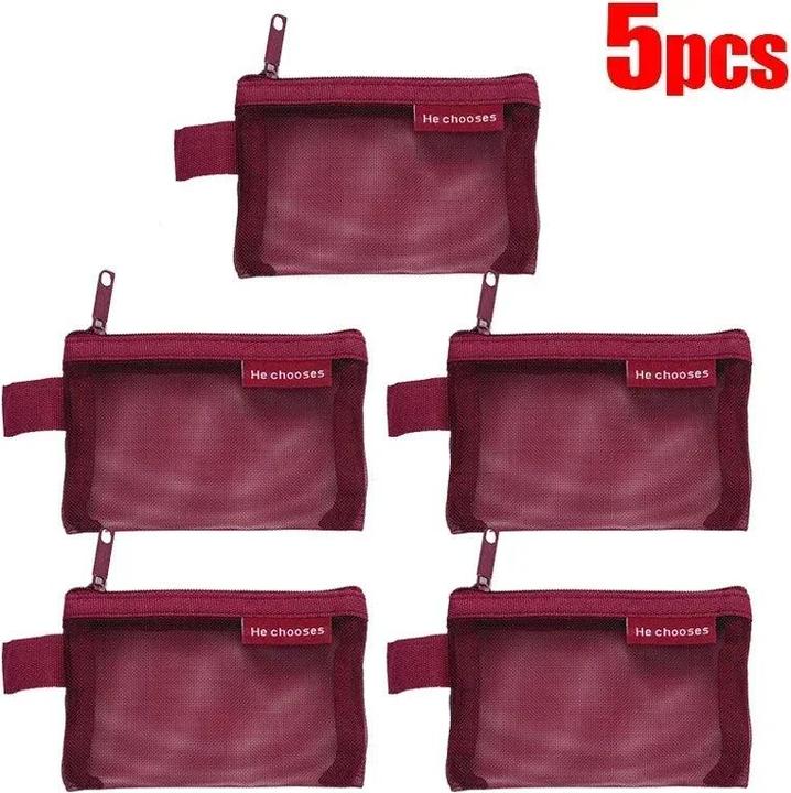 Produktbild Only-Bags.Store 5 Pcs Mini Mesh Lagerung Taschen Multi-farbe Tragbare Mäppchen Halter Münze Kosmetik Schmuck Reise
