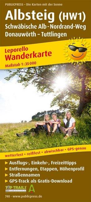 Produktbild Wanderkarte Albsteig (HW1), Schwäbische Alb-Nordrandweg, Donauwörth - Tuttlingen 1 : 35 000 35000
