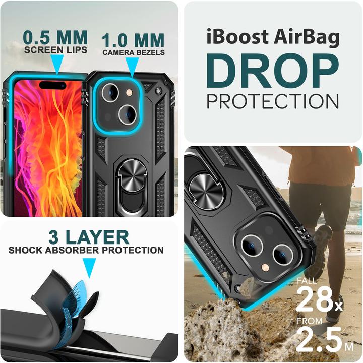 Actual product image Nalia Shockproof Military Style Ring Cover (Apple iPhone 15 Plus)