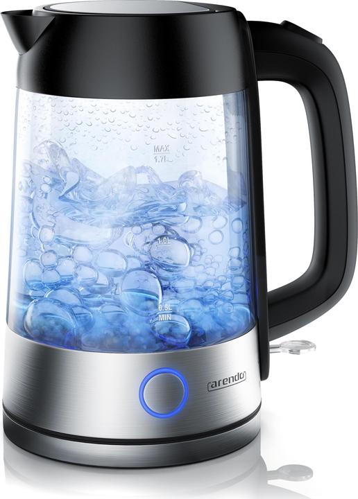 Arendo Bouilloire en verre en acier inoxydable (1.70 l)