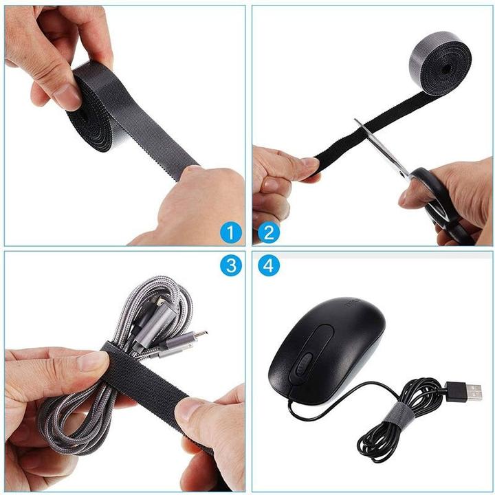 Image du produit Hermex 5m x 20mm Rouleau de bande Velcro Passage de câble Velcro Collier de serrage (500 cm)