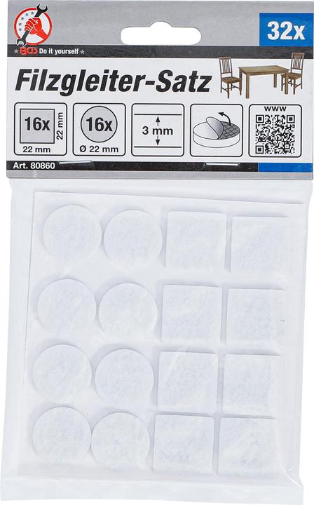 Actual product image BGS Felt Pads Set white 32 pcs. (Felt gliders, 32 Piece)