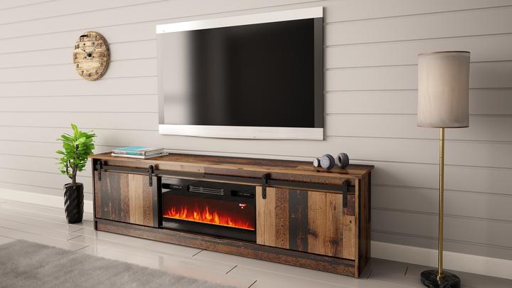 Actual product image Cama RTV GRANERO + Fireplace cabinet 200x56.7x35 Old wood
