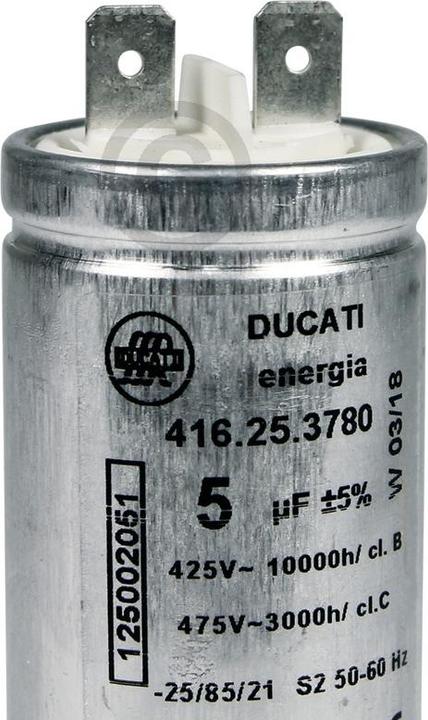 Actual product image AEG Capacitor Electrolux 125002051/6 5µF 425/475V for motor dryer