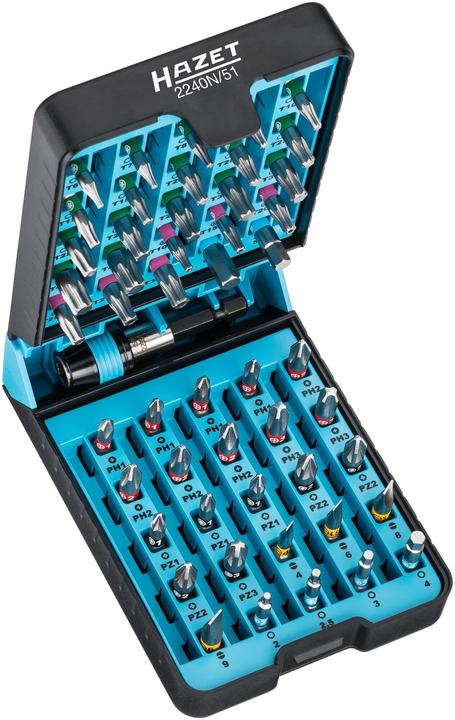 HAZET Serie di bit 2240N/51 ∙ Attacco esagonale, massiccio, 6,3 (1/4 di pollice) ∙ Profilo Pozidriv… (C 6.3)