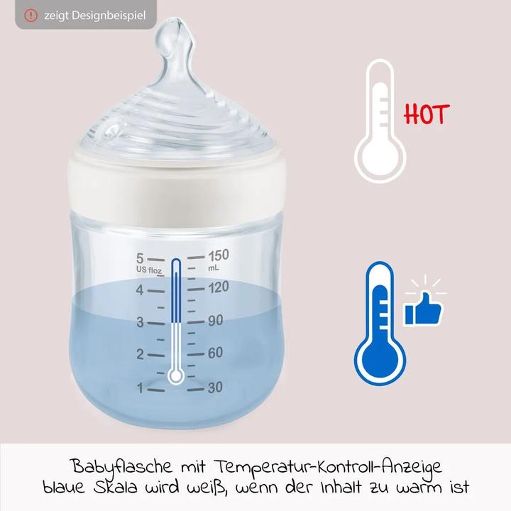 Produktbild NUK for Nature Babyflasche mit Temperature Control, mit brustähnlichem Silikon-Trinksauger aus nachh (150 ml)