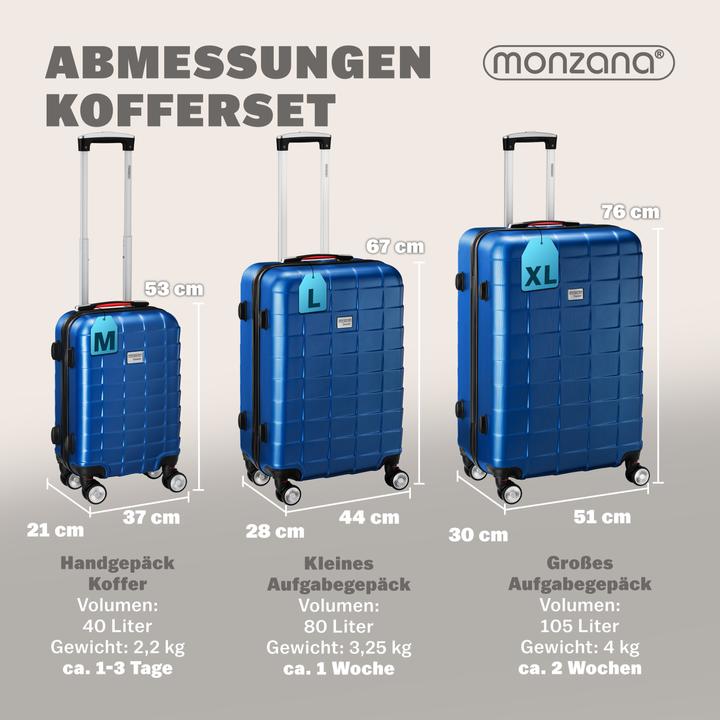 Produktbild Monzana Kofferset (105 l, Handgepäck (bis 50l), M (50 - 90l), L (90 - 115l))