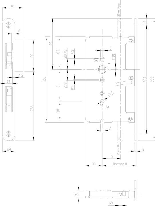 Produktbild BKS Fluchttürtreibriegel B 2190 1006 DM 65, Lappenstulp 24 mm, rechts