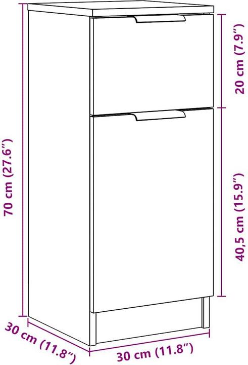 Actual product image VidaXL Sideboard Artisan-Eiche 30x30x70 cm Holzwerkstoff (30 x 30 x 70 cm)