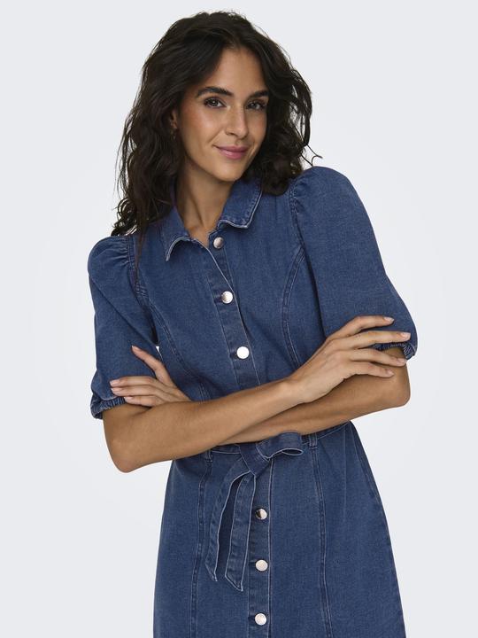 Image du produit Only Coupe normale Col rond Poignets élastiques Manches bouffantes Robe courte Robe en jean (S)
