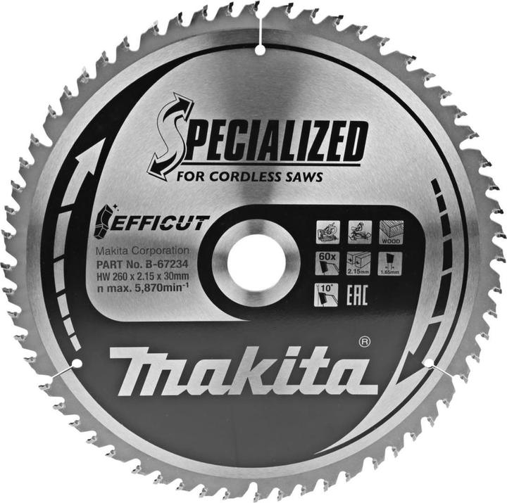 Actual product image Makita EFFICUT saw blade 260x30x60Z