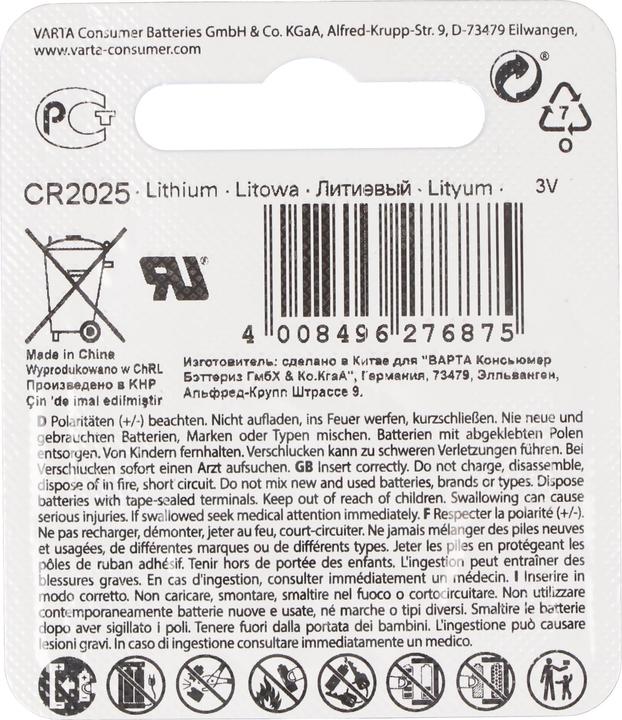 Actual product image Varta Electronics CR2025 (1 pcs., CR2025, 157 mAh)