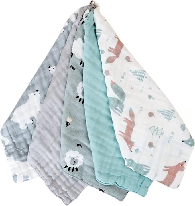 Image du produit Milkii Ensemble de débarbouillettes en coton mousseline double épaisseur, Gris
