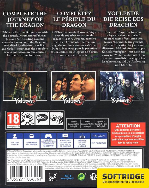Image du produit Sega The Yakuza Remastered Collection (PS4, Multilingue)