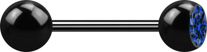 Actual product image Star Piercing Micro barbell black with ball and balls crystal dark blue (without brass, Surgical steel 316L)