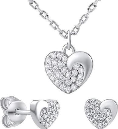 Silvego Silver LOVE jewelry gift set for lovers MWS11187 (earrings. necklace)