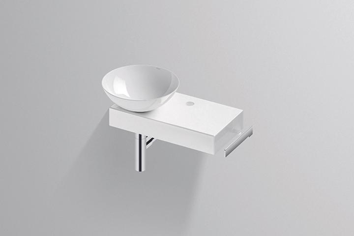 Produktbild Alape Piccolo Novo Waschplatz, B/H/T 555/400/320, Schalenbecken weiss, links, 1 Hahnloch, Konsole mi (320 mm, 555 mm)