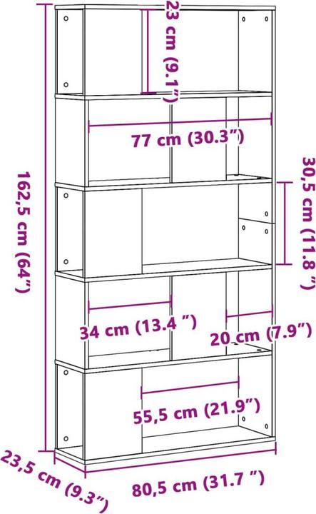 Produktbild VidaXL Bücherregal (80.5 x 23.5 x 162.5 cm)