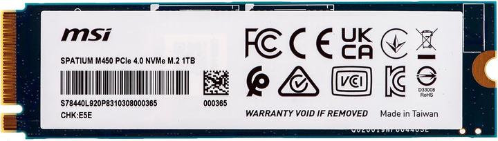Actual product image MSI 1To M.2 NVMe Gen4 - SPATIUM M450 V1 (1000 GB, M.2 2280)