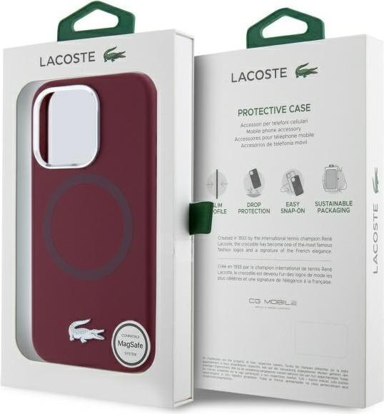 Produktbild Lacoste LCHMP15LSMAR iPhone 15 Pro 6.1" bordeaux hardcase Silicone Croco Logo MagSafe (Apple iPhone 15 Pro)