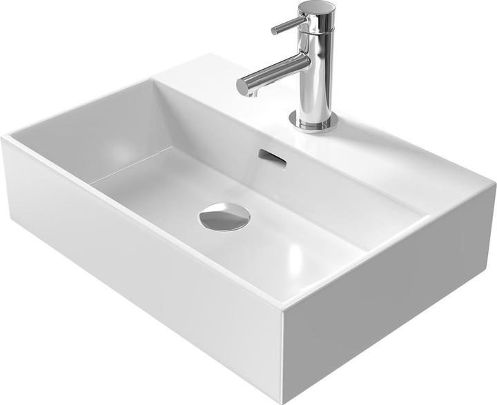 Emke Countertop Washbasin, Ceramic, Wall-mounted/Countertop, Glossy White, with Tap Hole, 515x360x130mm (365 mm, 515 mm)