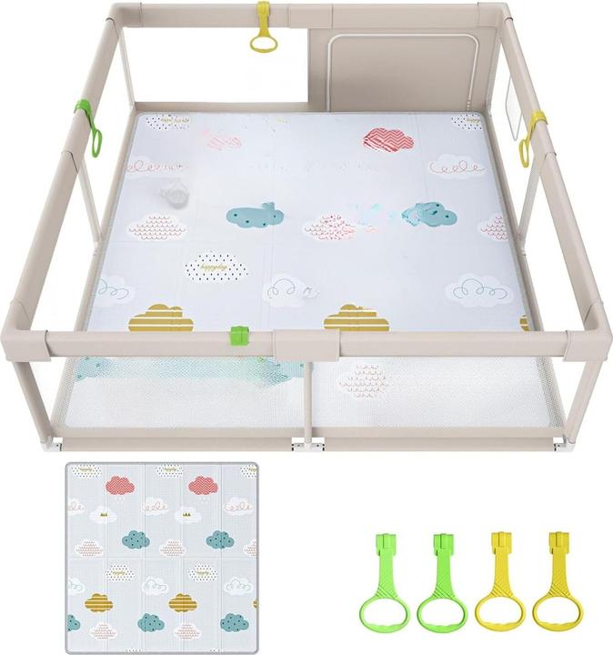 Actual product image Milkii Laufgitter/ Laufstall + Spielmatte, Wolken, 150 x 150 cm (150 cm, 150 cm)
