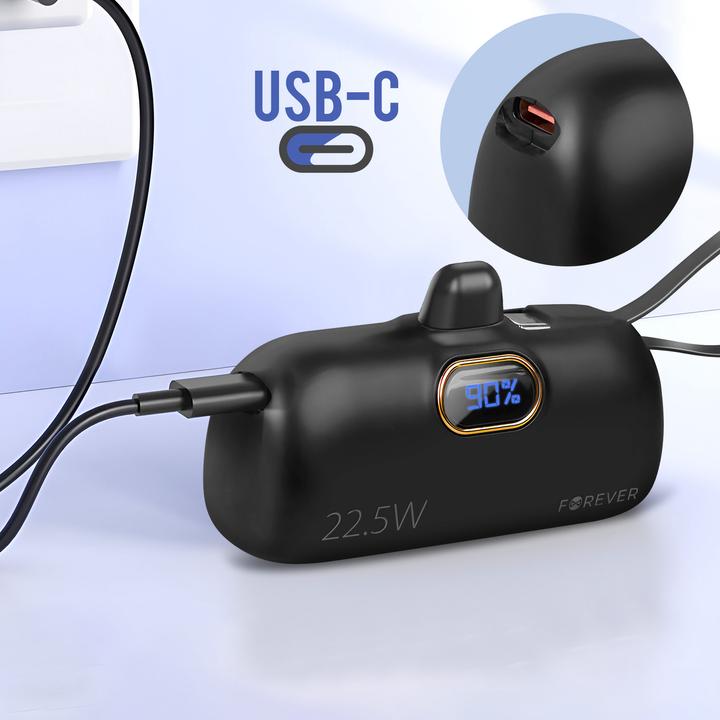 Actual product image Forever mini power bank MTB-100 22.5W 5000 mAh Lightning black (5000 mAh)