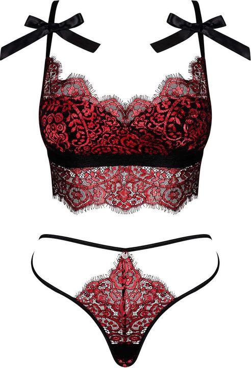 Produktbild Obsessive Redessia 2teiliges SpitzenBHSet Rot/Schwarz (S, M, S/M)