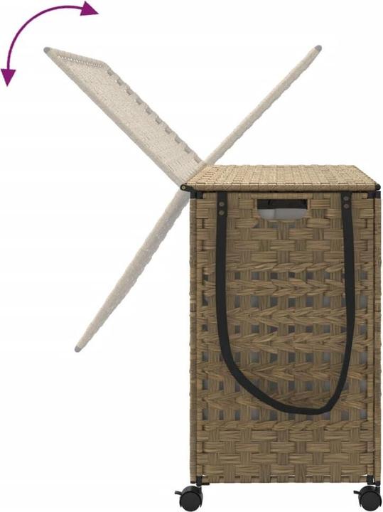 Actual product image VidaXL Laundry basket with castors 66x35x60 cm rattan,Material: rattan