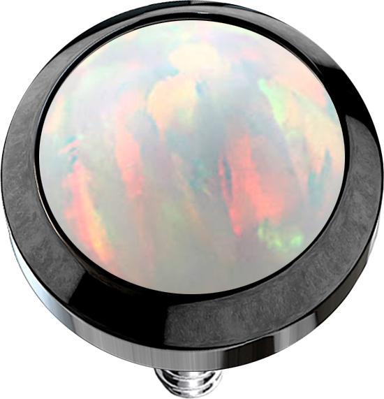 Actual product image Star Piercing Dermal Anchor black with opal white (without brass, Surgical steel 316L)