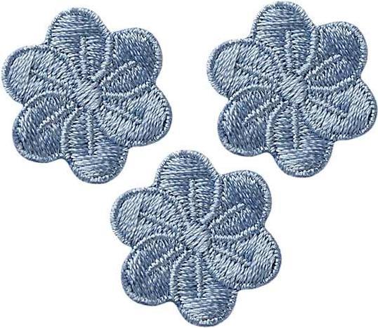 Produktbild Mono Quick Applikationen - Fashion and Home - aufbügelbar Blumen graublau 3x2,3 cm 3 Stück (3 x)