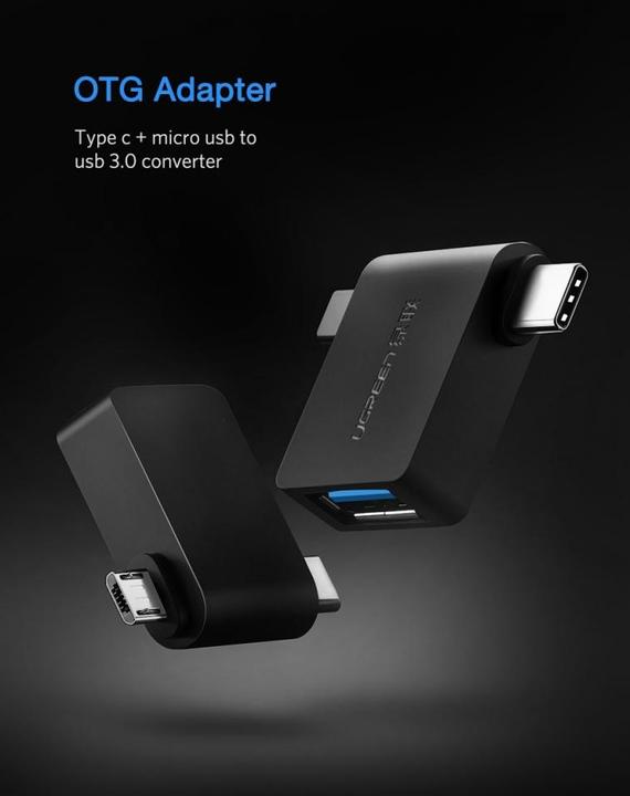 Actual product image Ugreen Micro USB + USB-C to USB-A 3.0 Adapter (USB Type C, USB-A)