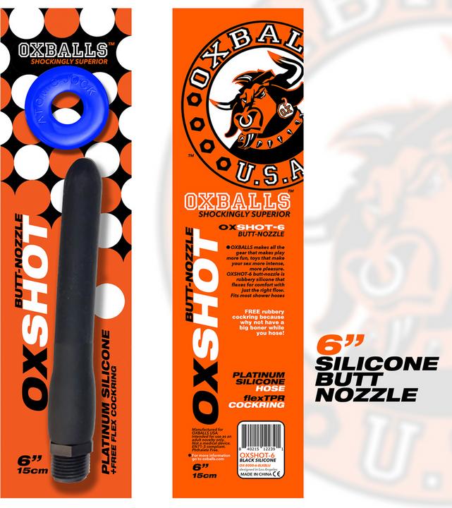 Oxballs Oxshot Butt-Nozzle Shower Hose 6 inch & Flex Cockring