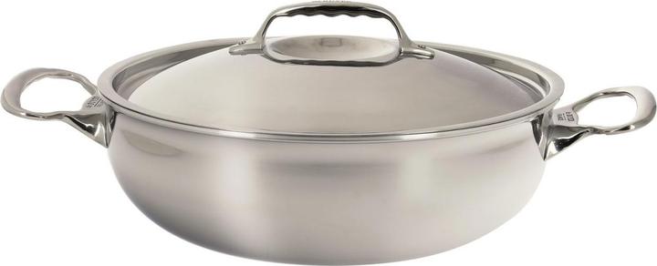 Actual product image de Buyer AFFINITY frying pan conical 28cm with lid, induction (28 cm, Stainless steel)