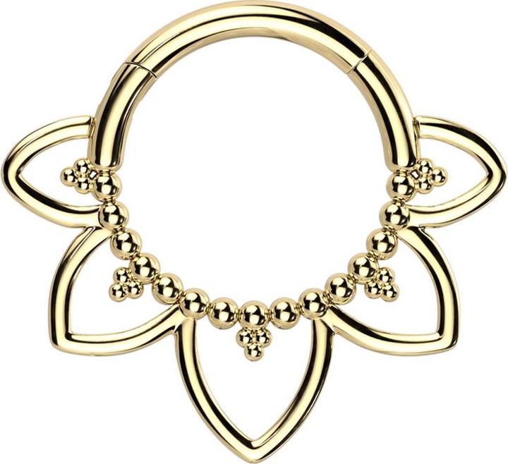Star Piercing Micro Segmentring klappbar vergoldet Kugeln filigrane Herzen (Titan G23, ohne Messing)