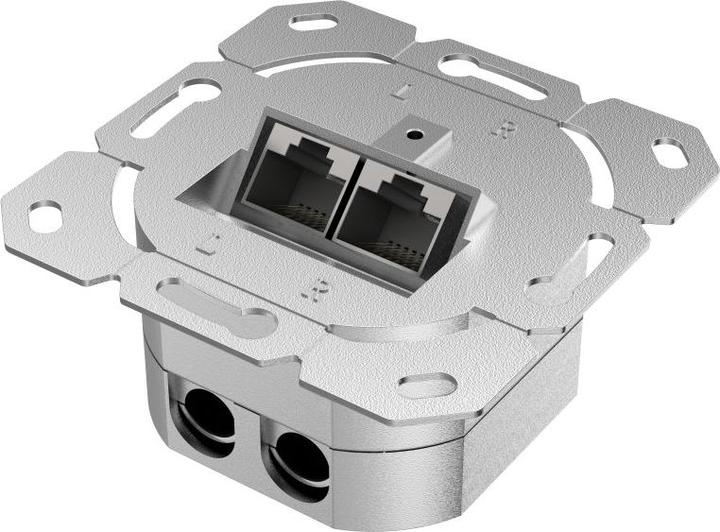 Produktbild Hama Netzwerkdose, CAT-6a, 10 Gbit/s, geschirmt, 2 Ports, Unterputz
