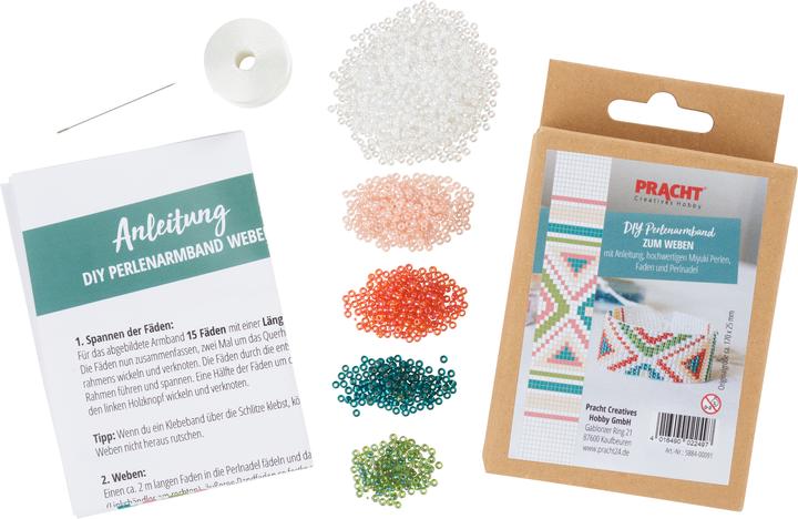 Image du produit Magni DIY bracelet de perles tissé blanc/vert/orange 170x25mm